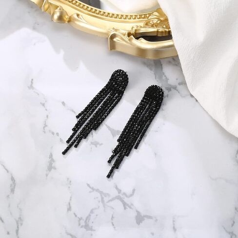أقراط Brilove Rhinestone التي تتدلى للنساء الموضة الطويلة الثريا البارقة الشراعية الكريستال متدلية متدلية في حزب الملحقات الحزبية in Saudi Arabia