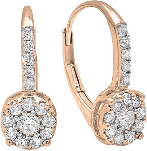 Dazzlingrock Collection 0.55 Cttw 14K Solid Gold Round White Diamond Womens Cluster Style Dangling Drop Earrings in Saudi Arabia