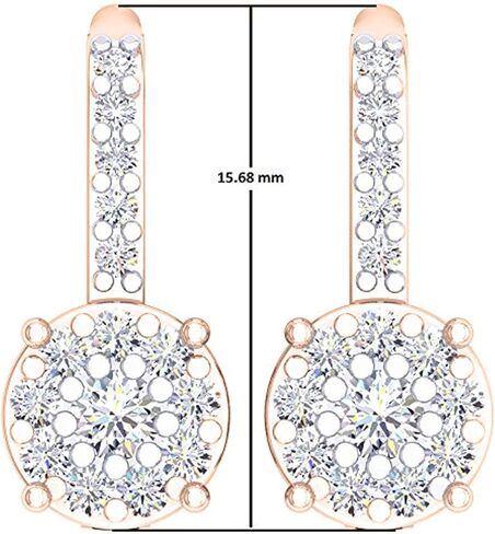 Dazzlingrock Collection 0.55 Cttw 14K Solid Gold Round White Diamond Womens Cluster Style Dangling Drop Earrings in Saudi Arabia