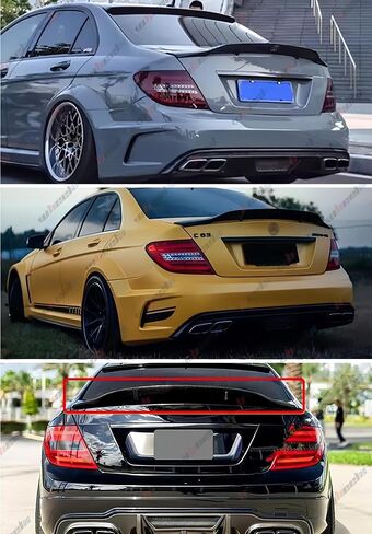 المفسد الخلفي متوافق مع 2008-2014 Benz W204 C ، حزام Duckbill على نمط R لـ C180 C200 C250 C350 C63 AMG 4 Door Sedan ، Trunk Tail Deck Lip (نمط ألياف الكربون) in Saudi Arabia