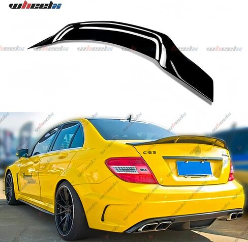 المفسد الخلفي متوافق مع 2008-2014 Benz W204 C ، حزام Duckbill على نمط R لـ C180 C200 C250 C350 C63 AMG 4 Door Sedan ، Trunk Tail Deck Lip (نمط ألياف الكربون) in Saudi Arabia