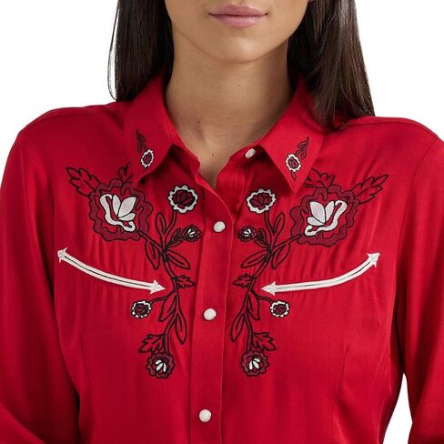 Wrangler Womens Red Assorizered Western Snow Snap Shirt in Saudi Arabia