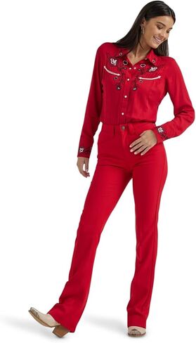Wrangler Womens Red Assorizered Western Snow Snap Shirt in Saudi Arabia