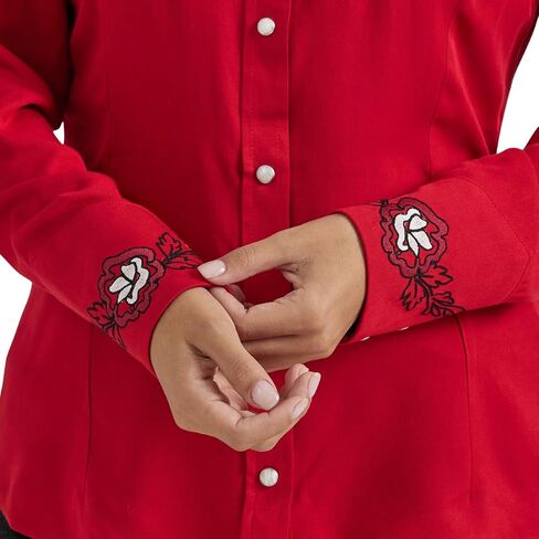 Wrangler Womens Red Assorizered Western Snow Snap Shirt in Saudi Arabia