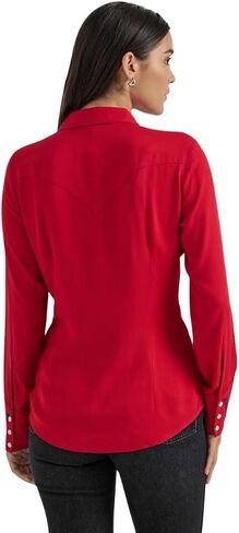 Wrangler Womens Red Assorizered Western Snow Snap Shirt in Saudi Arabia
