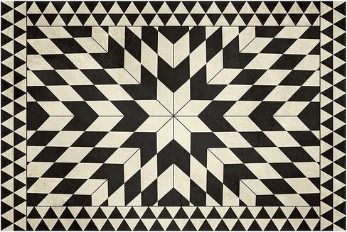 سجادة الفينيل | ليلى 042260CI | حصيرة أرضية فينيل | Decorative, Vintage, Waterproof, Eco-Friendly, Non-Slip |Black, 3'x5' in Kuwait