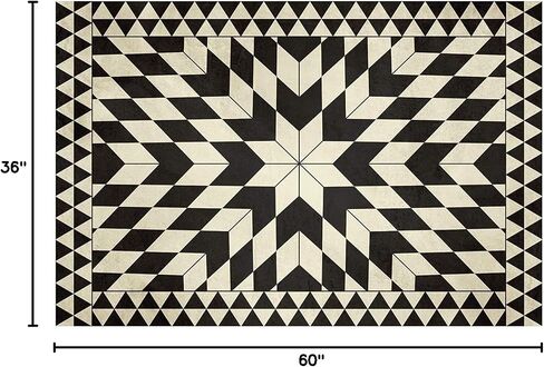 سجادة الفينيل | ليلى 042260CI | حصيرة أرضية فينيل | Decorative, Vintage, Waterproof, Eco-Friendly, Non-Slip |Black, 3'x5' in Kuwait