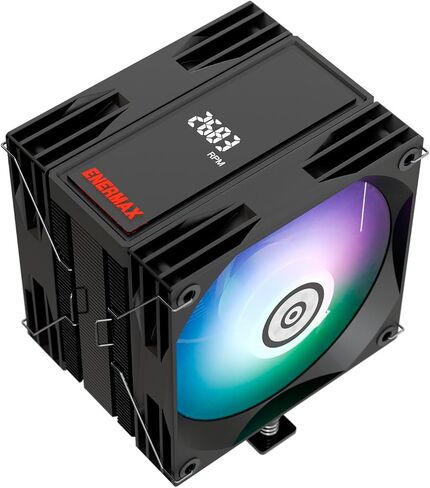 Enermax TD60 Digital ARGB CPU Air Cooler 159mm Height All-Black CPU Air Cooler Double Tower 6 Heat Pipes with Dual 120mm PWM Fan 280W TDP, for Intel 1851/1700/1200/115X, AMD AM5/AM4 in Saudi Arabia