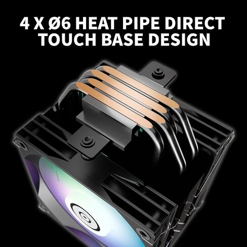 Enermax TD60 Digital ARGB CPU Air Cooler 159mm Height All-Black CPU Air Cooler Double Tower 6 Heat Pipes with Dual 120mm PWM Fan 280W TDP, for Intel 1851/1700/1200/115X, AMD AM5/AM4 in Saudi Arabia