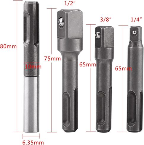 4pcs SDS Plus Adapter ، 1/4 Sex Socket Socke Adapter ، 1/4 3/8 1/2 Impact SDS Plus محول المقبس لمجموعة لتدريبات مسامير وصواميل ومحركات أقراص محمولة in Kuwait