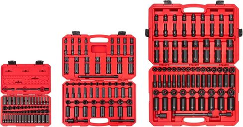 Tekton 1/4 ، 3/8 ، 1/2 بوصة محرك أقراص 6 نقاط محرك مع القضبان والصواني ، 230 قطعة (5/32-1-1/2 في. ، 4-38 مم) | SID99200 in Kuwait