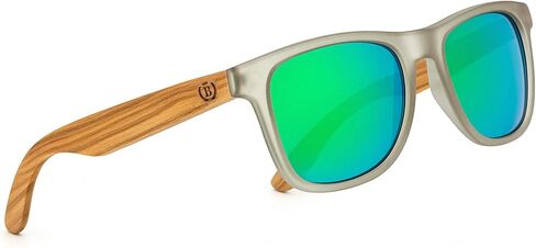 Mens Polarized Wood Sunglasses - Wooden Frame Sunglasses, UV400 Protection, TAC Lens, Spring Hinges, Multiple Colors in Saudi Arabia