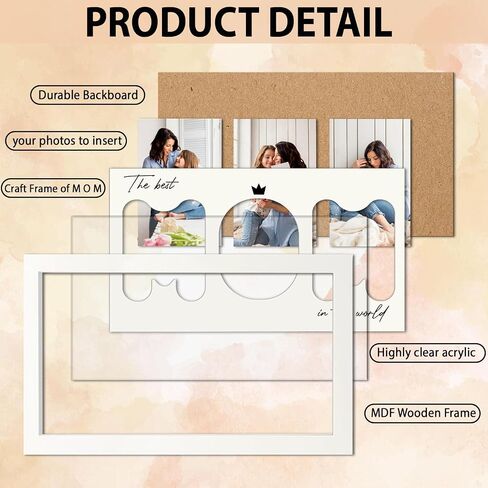 Mom Picture Frame تذكار ، إطار صور الأم لعرض الطاولة ، هدايا يوم الأم لأمي من ابنته ، هدية أمي لعيد ميلاد عيد الأم ، عرض 3 صور 4 × 6 '' ، أفضل أمي في العالم in Kuwait