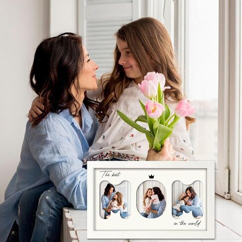 Mom Picture Frame تذكار ، إطار صور الأم لعرض الطاولة ، هدايا يوم الأم لأمي من ابنته ، هدية أمي لعيد ميلاد عيد الأم ، عرض 3 صور 4 × 6 '' ، أفضل أمي في العالم in Kuwait