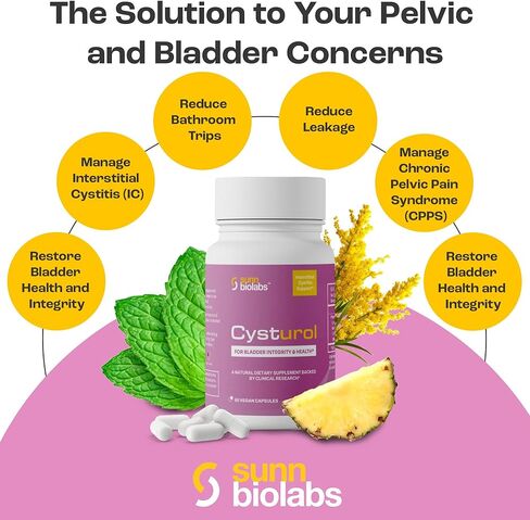 Cysturol | دعم صيغة المثانة لالتهاب المثانة الخلالي (IC) ومتلازمة المثانة المؤلمة | بحث سريريا | أقل مشاعل وإلحاح | قوي | دعم المثانة الممتاز للنساء in Kuwait