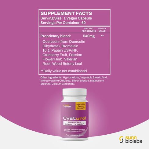 Cysturol | دعم صيغة المثانة لالتهاب المثانة الخلالي (IC) ومتلازمة المثانة المؤلمة | بحث سريريا | أقل مشاعل وإلحاح | قوي | دعم المثانة الممتاز للنساء in Kuwait