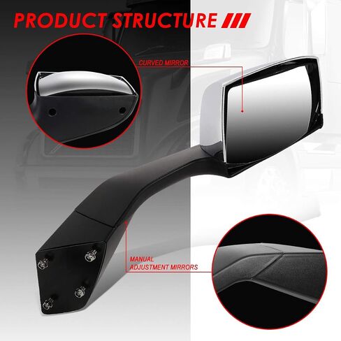 Auto Dynasty Arrow-Pattern LED Sequential Turn Signal Manual Adjust Rear View Side Hood Mirrors Compatible with Volvo VN Series 2004-2018, Driver and Passenger Side, Polished Chrome in Saudi Arabia