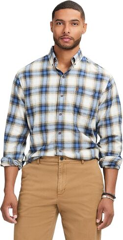 IZOD Men's Stratton Flannel Long Sleeve Button Down Shirt in Saudi Arabia