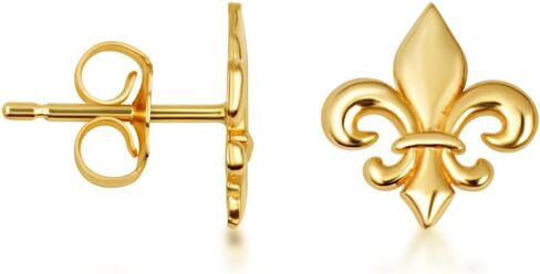 Claddagh Gold 10K & 14K Yellow Fleur-de-Lis Vintage Stud Earrings in Saudi Arabia