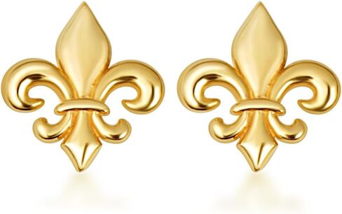 Claddagh Gold 10K & 14K Yellow Fleur-de-Lis Vintage Stud Earrings in Saudi Arabia