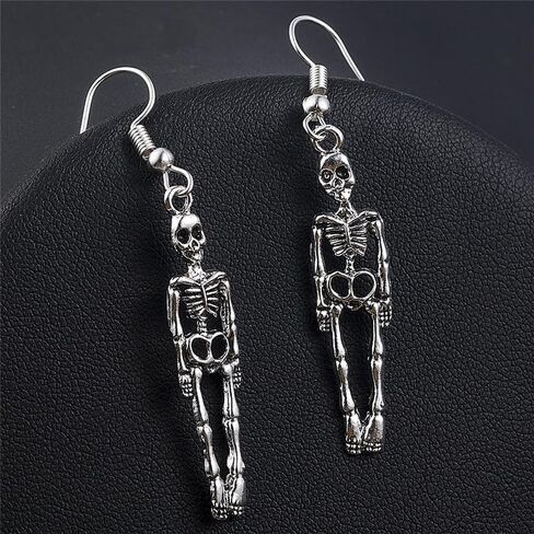 Halloween Skeleton Earrings for Women Gothic Skull drop Earrings Punk Skeleton Front Back Stud Earrings Halloween Detachable Skull Earrings Halloween Party Jewelry in Saudi Arabia