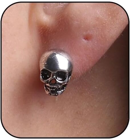 Halloween Skeleton Earrings for Women Gothic Skull drop Earrings Punk Skeleton Front Back Stud Earrings Halloween Detachable Skull Earrings Halloween Party Jewelry in Saudi Arabia