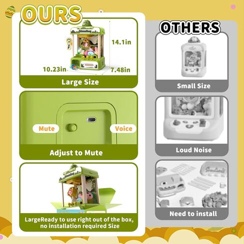 Dinosaur Claw Machines,Electronic Arcade Game Vending Machine with Adjustable Sound& 32Pcs Mini Prizes,Candy Grabber Prize Dispenser Toys for Boys Girls,Birthday Toy Gifts for Kids in Kuwait
