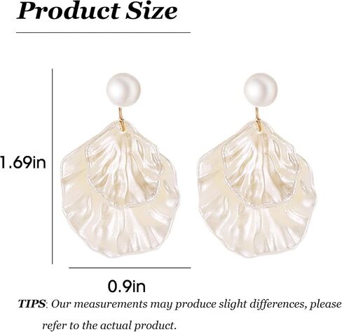 Clip on Earrings Women Shell Pearl Earrings Non-Piercing Beach Jewelry Set Lightweight Summer Accessories for Dresses Outfit in Saudi Arabia