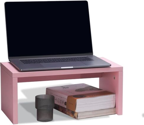 7" Height Natural White Monitor Stand - Eco-Friendly 18mm E0 Plywood with Easy Clean Bark-Grain Finish, 16.7" Ergonomic Desk Shelf for Home/Office in Saudi Arabia