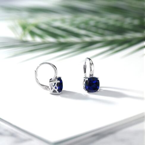 Gem Stone King 925 Sterling Silver Green Simulated Emerald Earrings For Women (5.00 Cttw, Cushion 8MM) in Saudi Arabia