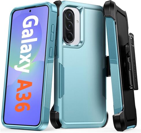 Fntcase لـ Samsung Galaxy A16-5G CASE: طبقة مزدوجة مع حزام الحافظة الحافظة الحافظة على الهاتف-غلاف الخلية الواقية للوقاية من الصف العسكري (6.7 بوصة/أسود) in Kuwait
