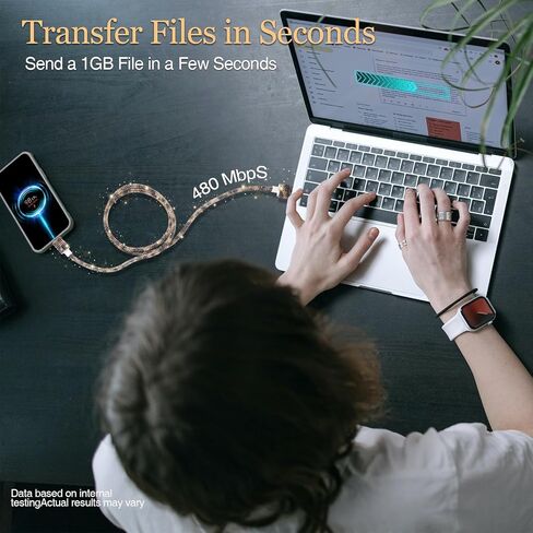 USB Cable for iPhone 14 Charger Cord, 3.3 ft Bling Diamond Rhinestone Cord, 66W Fast Charging USB A to iOS Charger for iPhone 14 Pro/13 Pro Max/128/11, iPad Pro in Kuwait