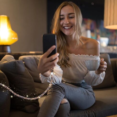 USB Cable for iPhone 14 Charger Cord, 3.3 ft Bling Diamond Rhinestone Cord, 66W Fast Charging USB A to iOS Charger for iPhone 14 Pro/13 Pro Max/128/11, iPad Pro in Kuwait