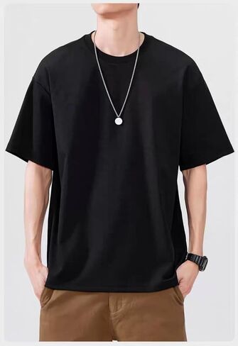 Men's Luxury Mercerized Cotton T-Shirt, Breathable, Cooling, Loose fit, Moisture-Wicking, Wrinkle-Resistant. in Saudi Arabia