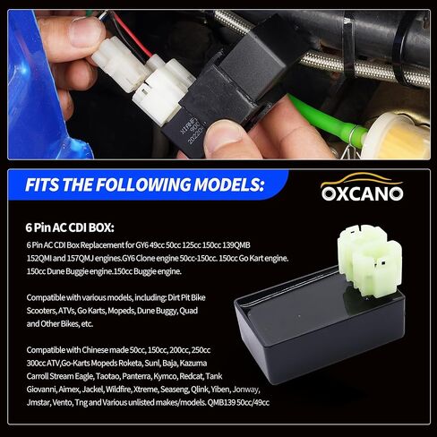 6 دبوس AC CDI Box استبدال لـ GY6 49CC 50CC 70CC 90CC 125CC 150CC ATV TAOTAO ROKETA SUNL SCOOTER MOPED GO KART DUNE MOTERGY MOTERCYCL in Saudi Arabia