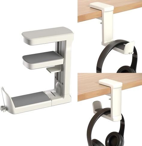 Headphone Hook - Adjustable Clamp-on Headphone Holder, Under Desk Gaming Headset Holder Mount Hook with Rotating Clamp (Black) in Saudi Arabia
