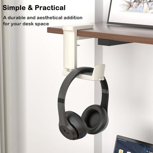 Headphone Hook - Adjustable Clamp-on Headphone Holder, Under Desk Gaming Headset Holder Mount Hook with Rotating Clamp (Black) in Saudi Arabia