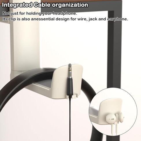 Headphone Hook - Adjustable Clamp-on Headphone Holder, Under Desk Gaming Headset Holder Mount Hook with Rotating Clamp (Black) in Saudi Arabia