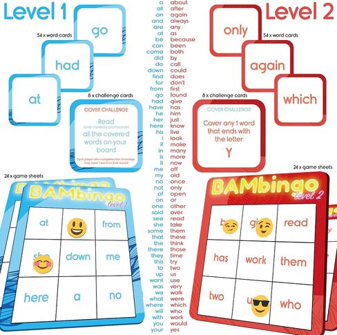 Sight Word Bingo Game Level 3 & 4 - Learn to Read Vocabulary for 1st 2nd 3rd Grade Kids - Dolch's Fry's Site Words Reading Game in Kuwait