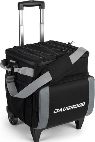 Rolling Cooler with Wheels, 45Cans/30L Heavy Duty Leakproof Soft-Sided Ice Chest, Double Deck & Enhanced Stability Wheeled Coolbag, Insulated Travel Cooler for Camping,Grocery, Beach,Outdoor in Saudi Arabia