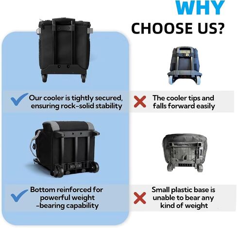 Rolling Cooler with Wheels, 45Cans/30L Heavy Duty Leakproof Soft-Sided Ice Chest, Double Deck & Enhanced Stability Wheeled Coolbag, Insulated Travel Cooler for Camping,Grocery, Beach,Outdoor in Saudi Arabia
