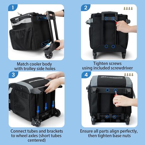 Rolling Cooler with Wheels, 45Cans/30L Heavy Duty Leakproof Soft-Sided Ice Chest, Double Deck & Enhanced Stability Wheeled Coolbag, Insulated Travel Cooler for Camping,Grocery, Beach,Outdoor in Saudi Arabia