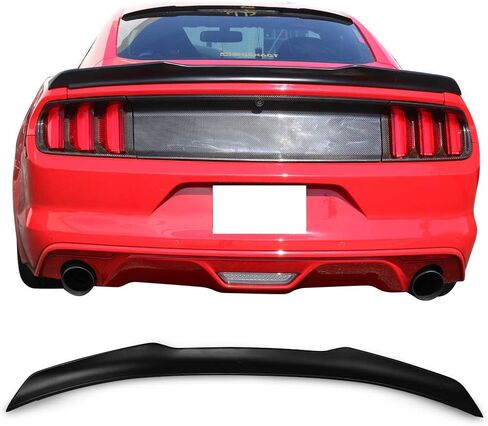Trunk Spoiler متوافق مع 2015-2023 Ford Mustang 2-Door Coupe ، High Kick V Style Black ABS ABS Boot Spoiler Boot Roof Presentive بواسطة Ikon Motorsport ، 2016 2017 in Saudi Arabia