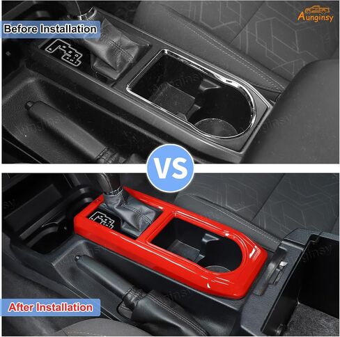 Aunginsy Car Gear Shift Panel Cup Holder Trim Ring Compatible with Toyota Tacoma 2016-2023 Truck Center Console Gear Shifter Cup Holder Panel Decorative Frame Protection Cover ABS Interior Accessories in Saudi Arabia