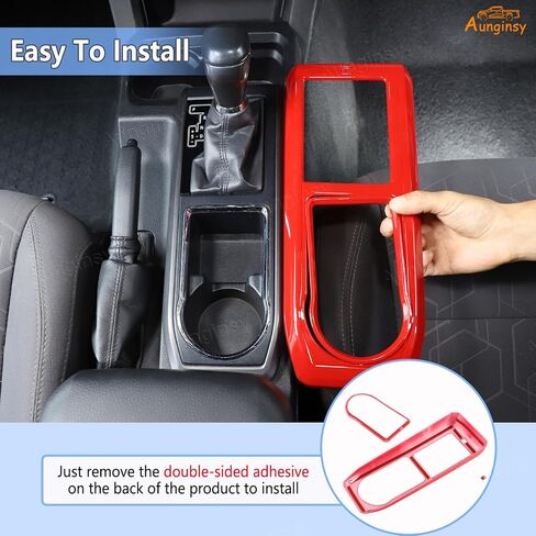 Aunginsy Car Gear Shift Panel Cup Holder Trim Ring Compatible with Toyota Tacoma 2016-2023 Truck Center Console Gear Shifter Cup Holder Panel Decorative Frame Protection Cover ABS Interior Accessories in Saudi Arabia