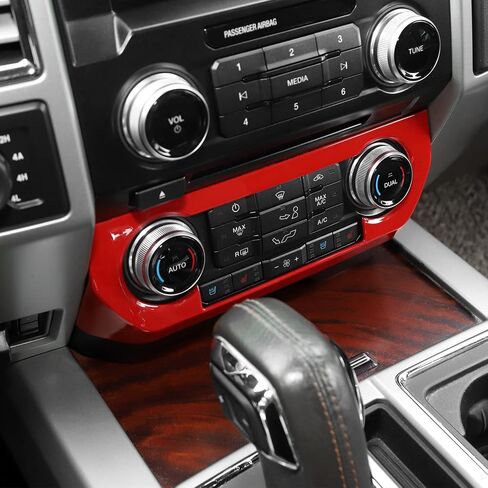 غطاء لوحة التحكم في المناخ Linskip متوافق مع 2015-2020 Ford F150 & 2017-2022 F250 F350 Super Duty ، لعام 2018-2021 فورد إكسبيديشن ، الملحقات الداخلية (ألياف الكربون الأسود) in Kuwait