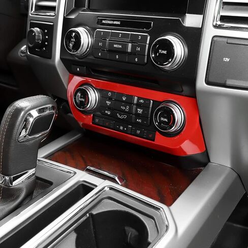 غطاء لوحة التحكم في المناخ Linskip متوافق مع 2015-2020 Ford F150 & 2017-2022 F250 F350 Super Duty ، لعام 2018-2021 فورد إكسبيديشن ، الملحقات الداخلية (ألياف الكربون الأسود) in Kuwait