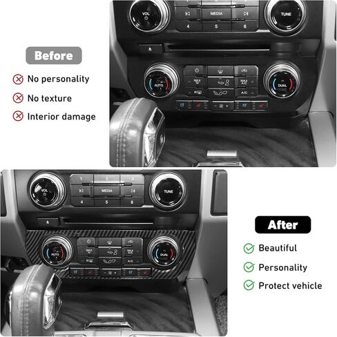 Linskip Climate Control Panel Cover Compatible with 2015-2020 Ford F150 & 2017-2022 F250 F350 Super Duty, for 2018-2021 Ford Expedition, Interior Accessories(Carbon Fiber Black) in Saudi Arabia