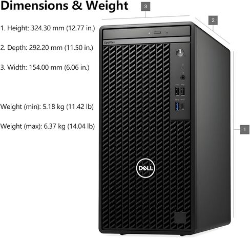 Dell OptiPlex 7050 Micro Desktop Computer, Intel Core i5-7500 3.4GHz Up to 3.8GHz(4 Cores, 4 Threads, 6MB Cache), 16GB RAM, 512GB SSD, Wired Keyboard and Mouse, Wi-Fi, Windows 10 Pro, Black (Renewed) in Saudi Arabia