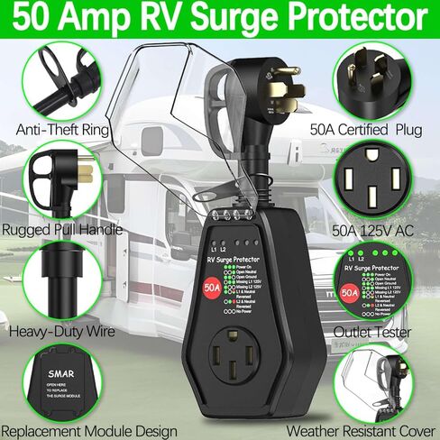 30 Amp RV Surge Protector Waterproof Cover Include, 13000 Joules 30A RV Surge Protectors for Camper & Travel Trailers, with Smart LED Display in Saudi Arabia